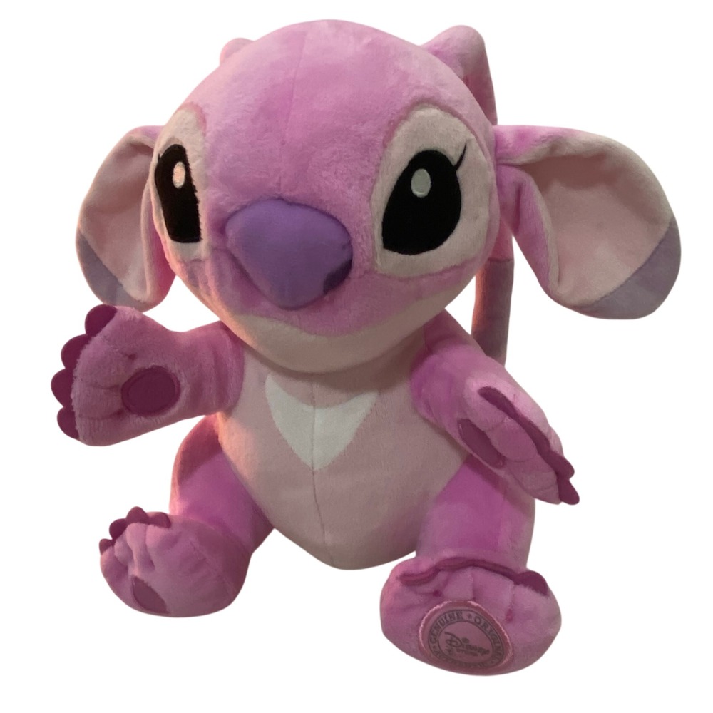 Disney Store Lilo and‎ Stitch ANGEL Plush 9" Sitting Pink Super Soft Embroidered